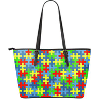 Thumbnail for Autism Awareness Large Leather Tote Bag - JaZazzy 