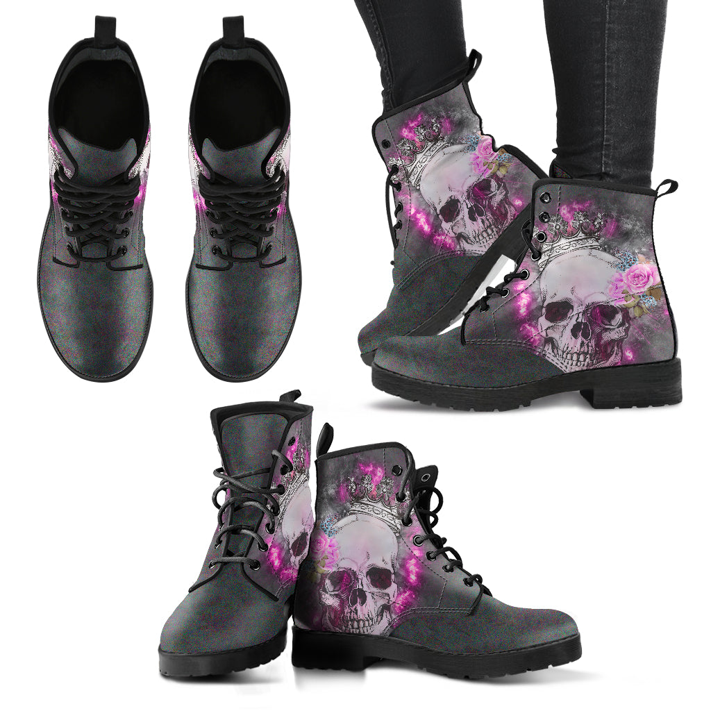 Skull With A Crown Handcrafted Boots - JaZazzy 
