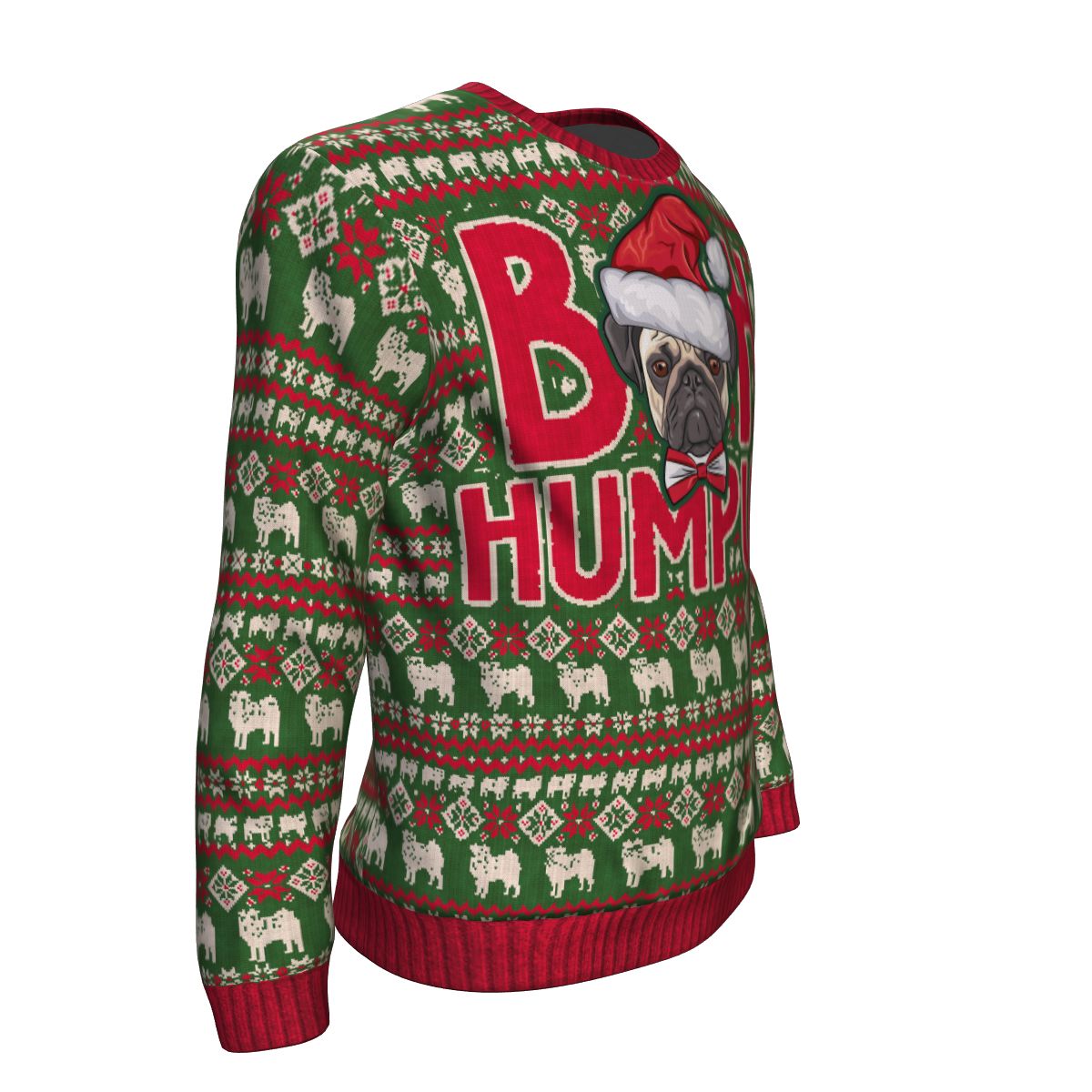 Bah Hum Pug Ugly Christmas Sweater-red/green/white - JaZazzy 