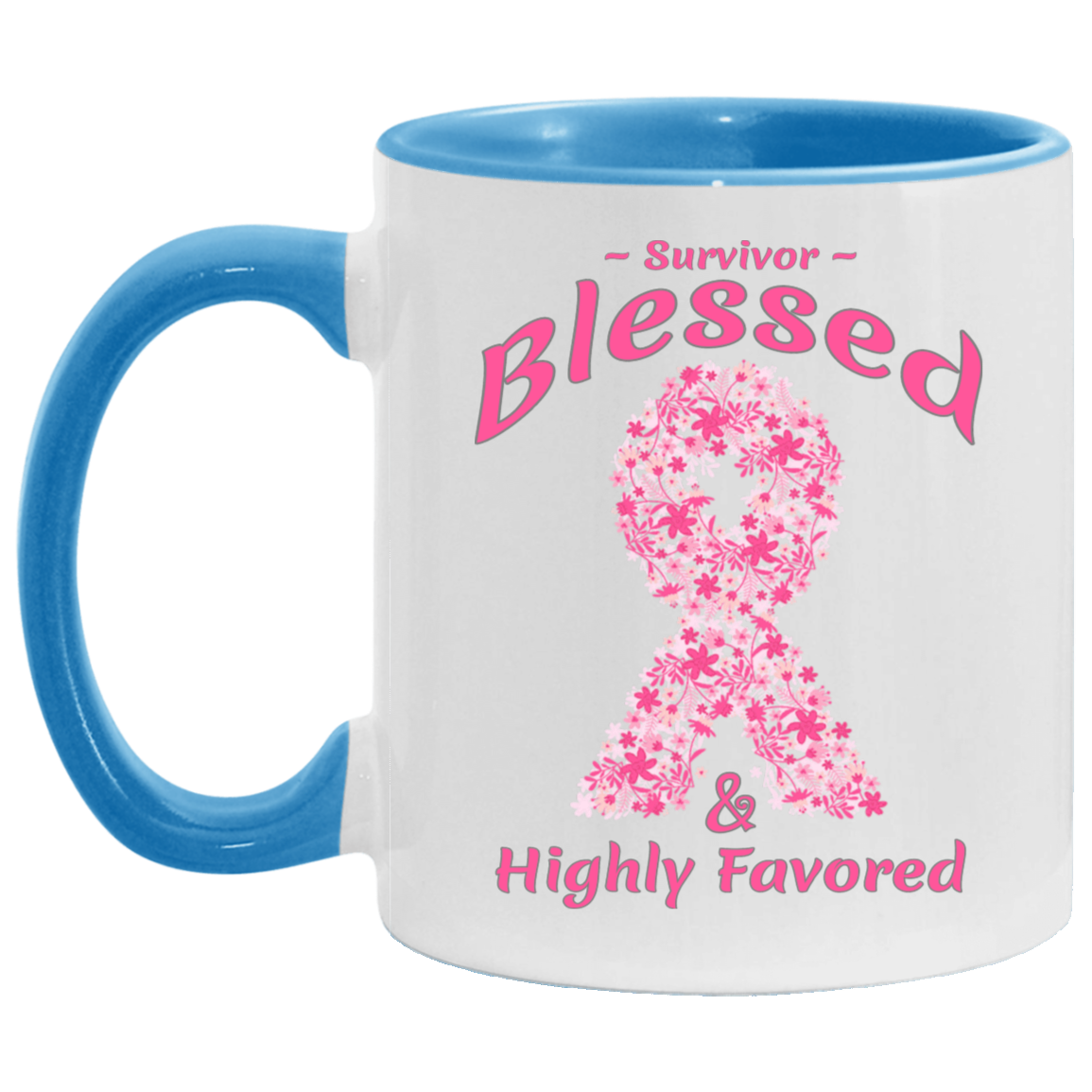 AM11OZ Brst Cancer Survivor_Blessed-Accent Mug