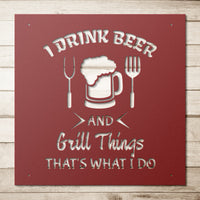 Thumbnail for I drink beer and grill things-V3_Steel Wall Art