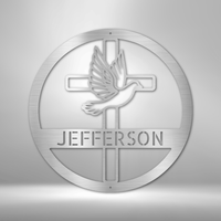 Thumbnail for Dove and Cross Monogram - Steel Sign