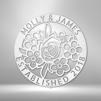 Thumbnail for Floral Ring Monogram - Steel Sign