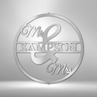 Thumbnail for Mr and Mrs Circle Monogram - Steel Sign