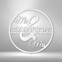 Thumbnail for Mr and Mrs Circle Monogram - Steel Sign