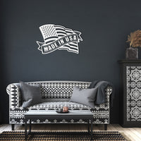 Thumbnail for Living room, Wall Art of Flag with banner, Made in USA. Made of steel and powder coated.