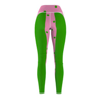 Thumbnail for Pink and Green Women's CS Sport Leggings - JaZazzy 