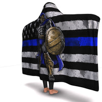 Thumbnail for Blue Line Warrior Hooded Blanket - JaZazzy 