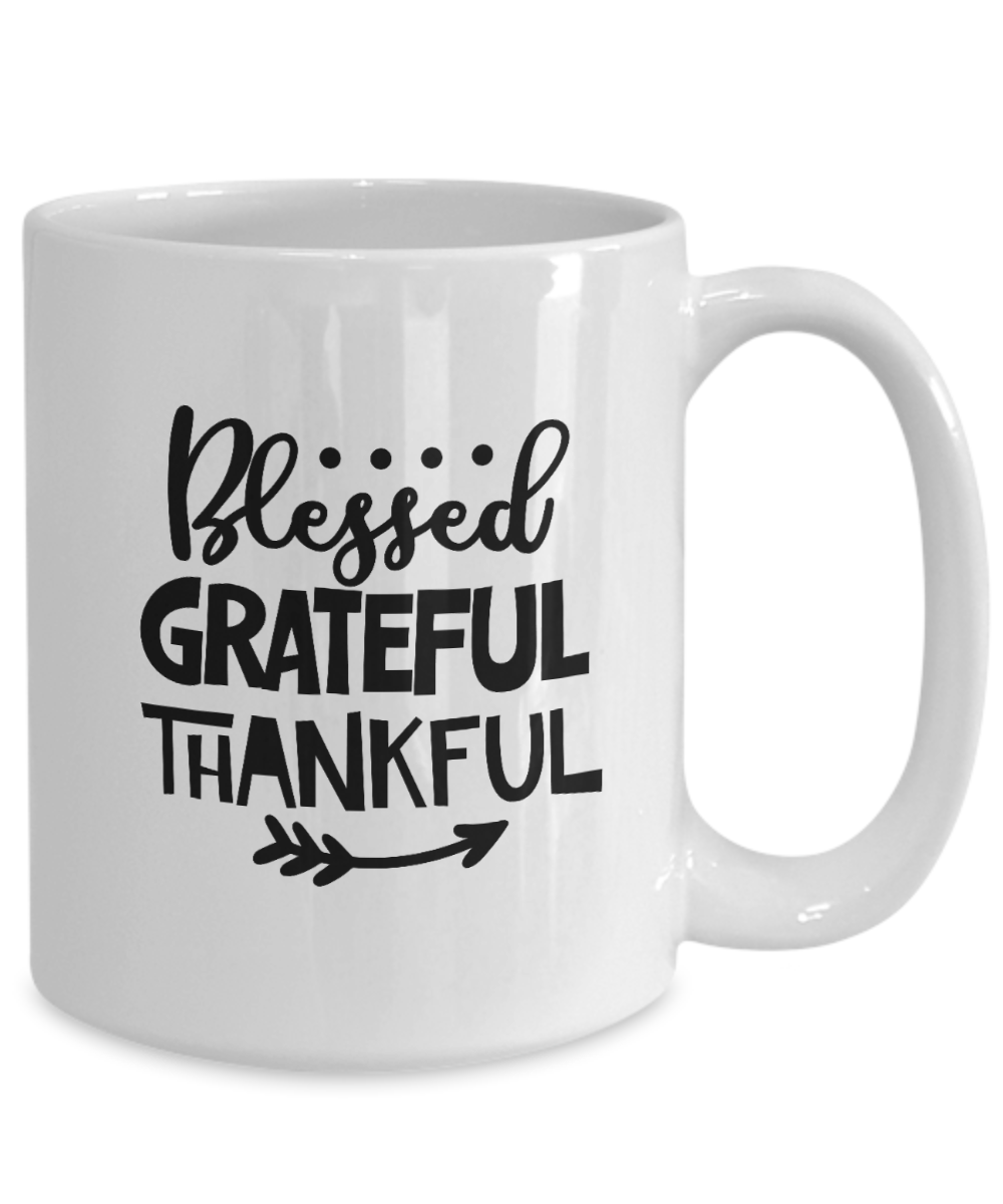 Coffee Mug-Blessed Grateful Thankful-Coffee Cup