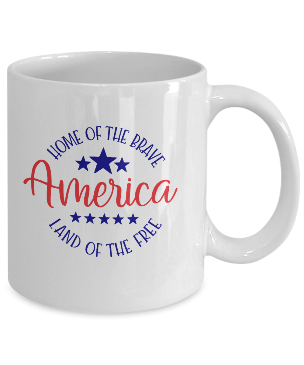 Patriotic Mug -  Home of the Brave  Patriotic Coffee Cup