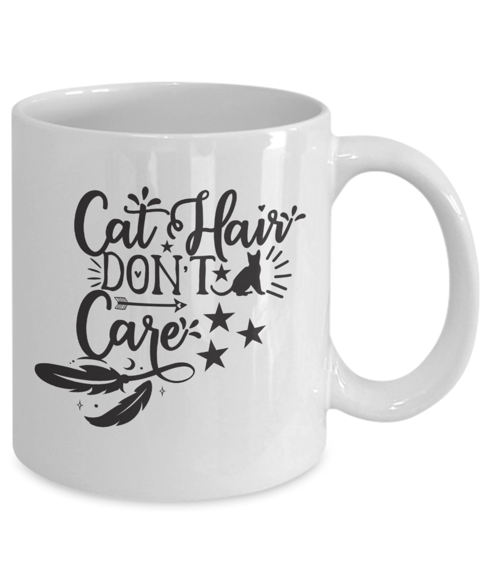 Funny Cat Mug-Cat Hair Don't Care-Fun Cat Coffee Cup