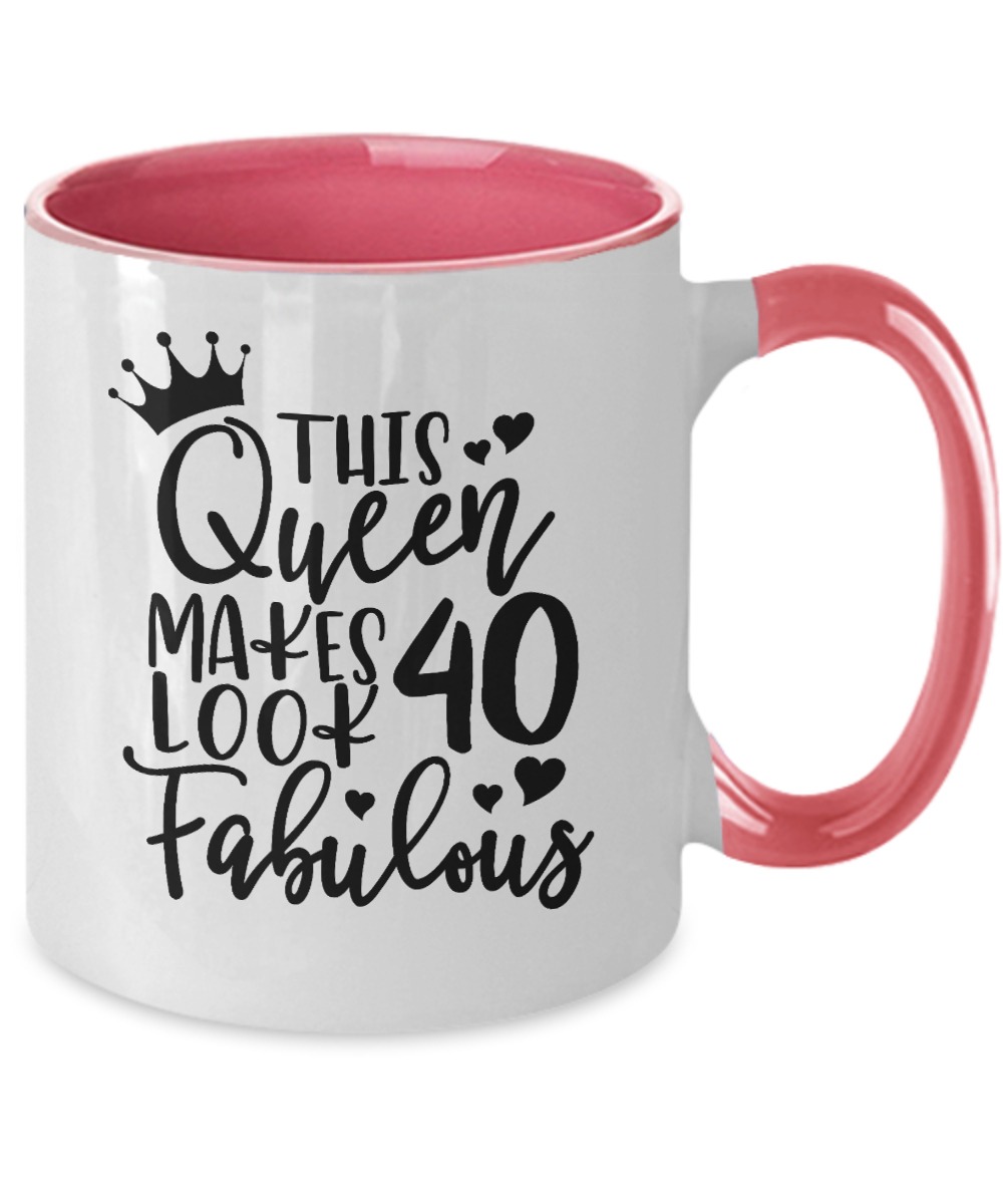 Queen 40 Fabulous two-tone mug-Pink