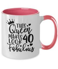 Thumbnail for Queen 40 Fabulous two-tone mug-Pink