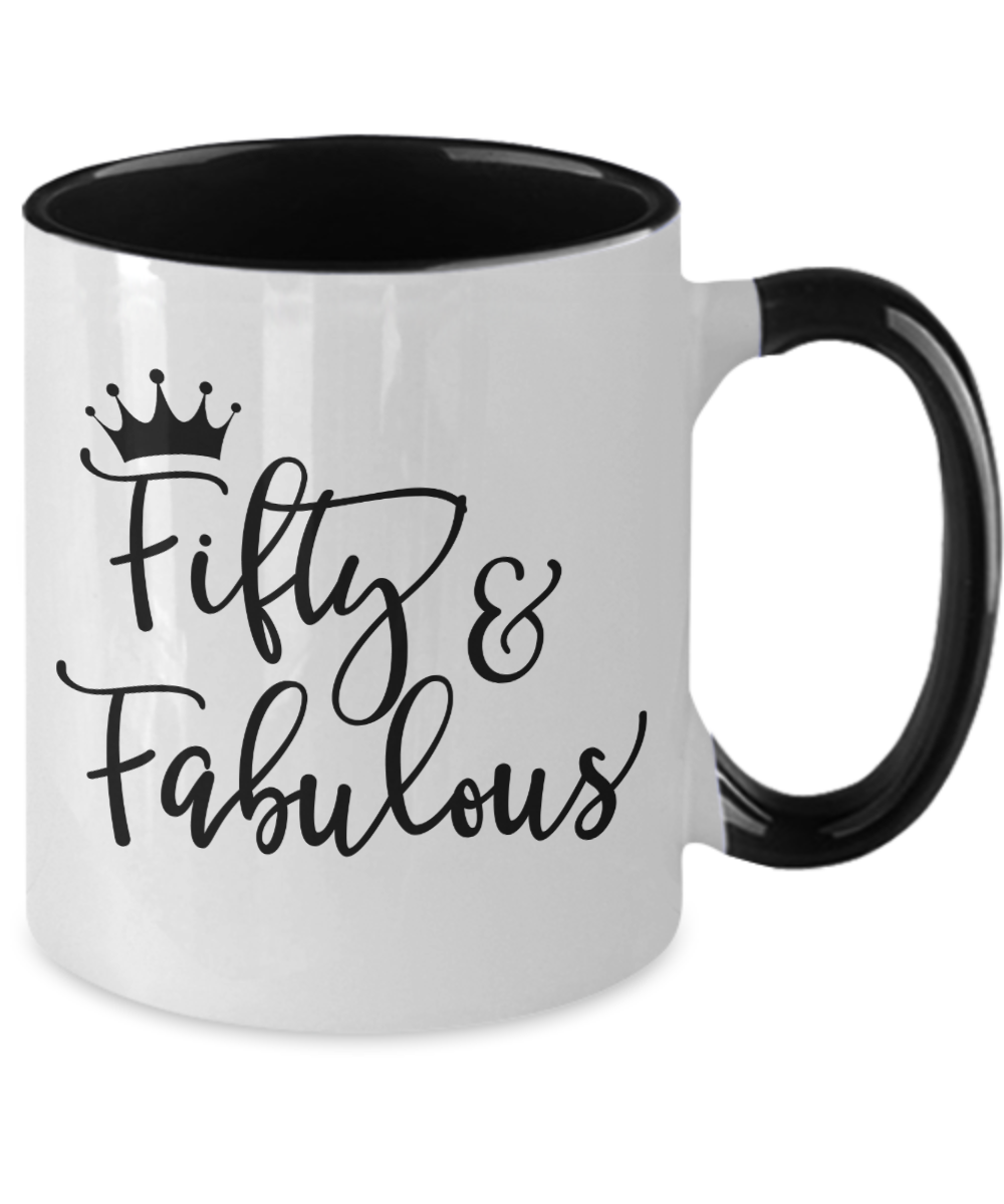 Fifty and Fabulous Mug-Black 