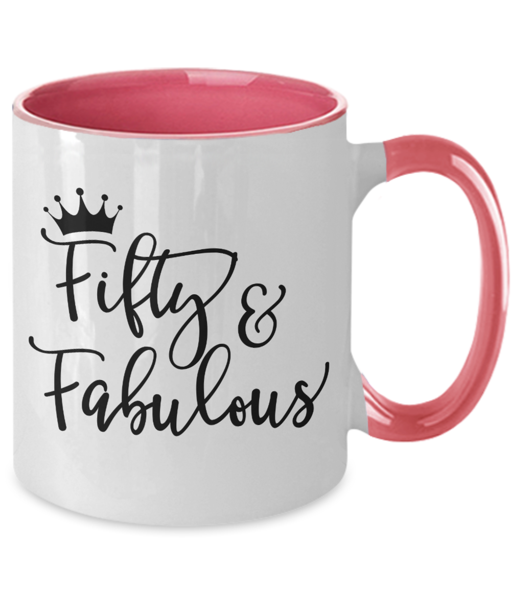 Fifty and Fabulous Mug-Pink