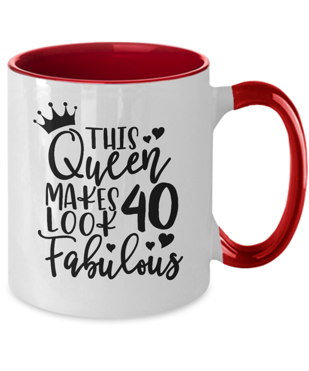 Queen 40 Fabulous two-tone mug-Red