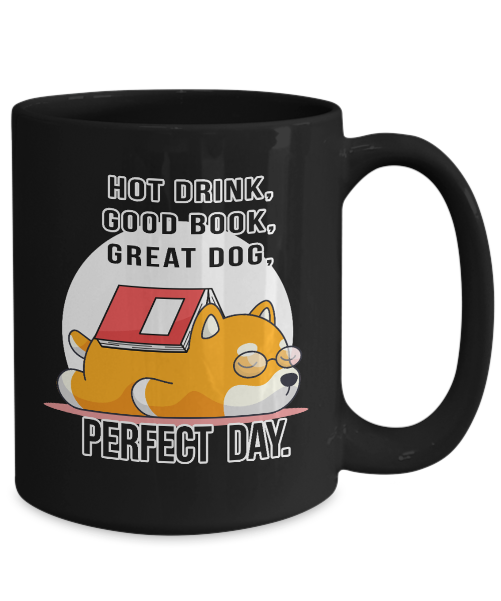 Fun Mug-Hot Drink-Good Book-Great Dog-Cup