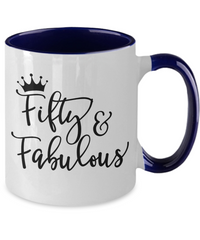 Thumbnail for Fifty and Fabulous Mug-Navy