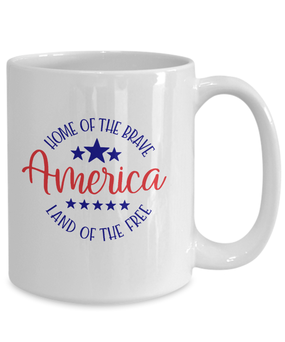 Patriotic Mug -  Home of the Brave  Patriotic Coffee Cup