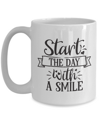 Thumbnail for Funny Mug-Start the day with a smile-Coffee Cup