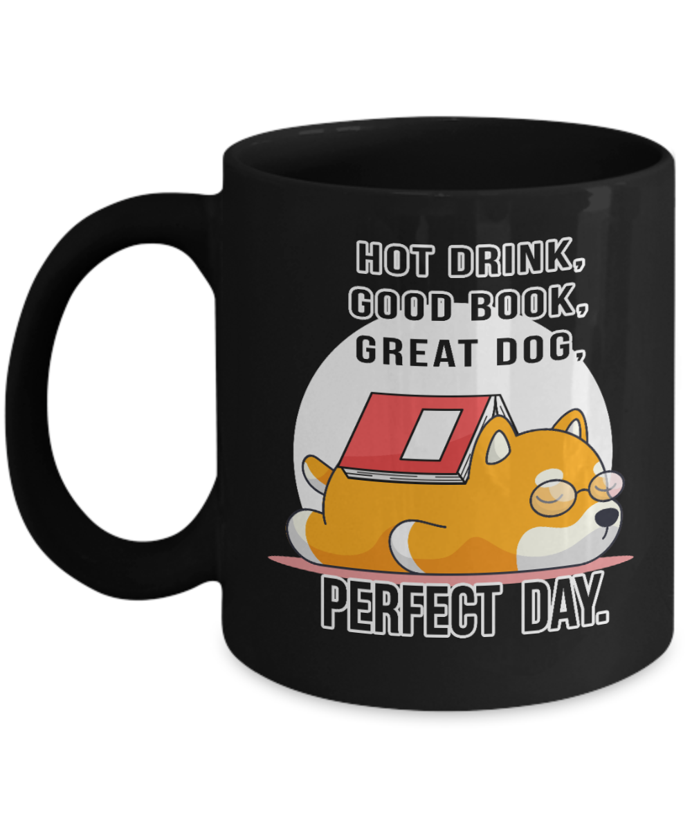 Fun Mug-Hot Drink-Good Book-Great Dog-Cup