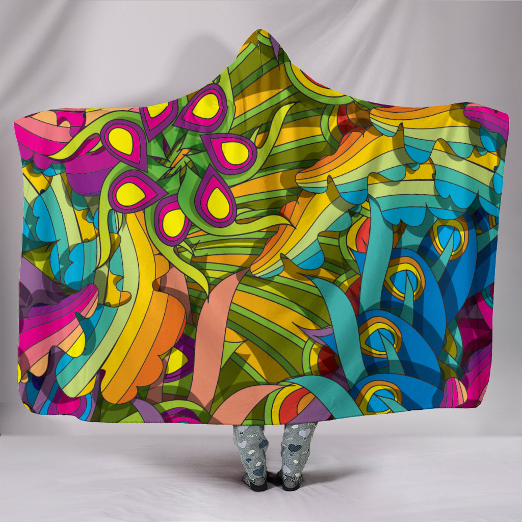 Psychedelic Pop Art Pattern Hooded Blanket