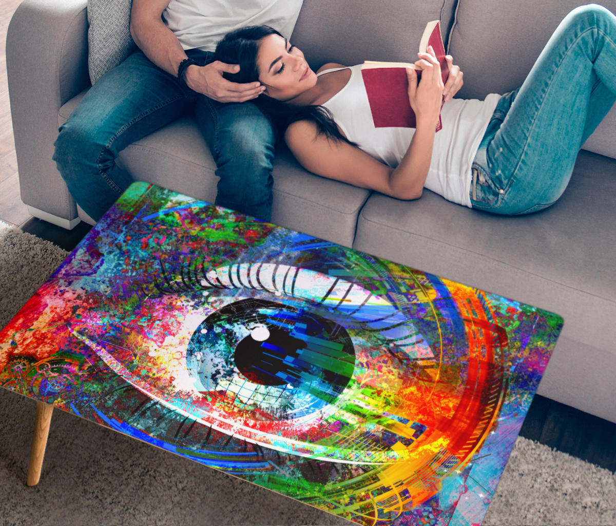 HandCrafted Abstract Digital eye Coffee Table - JaZazzy 