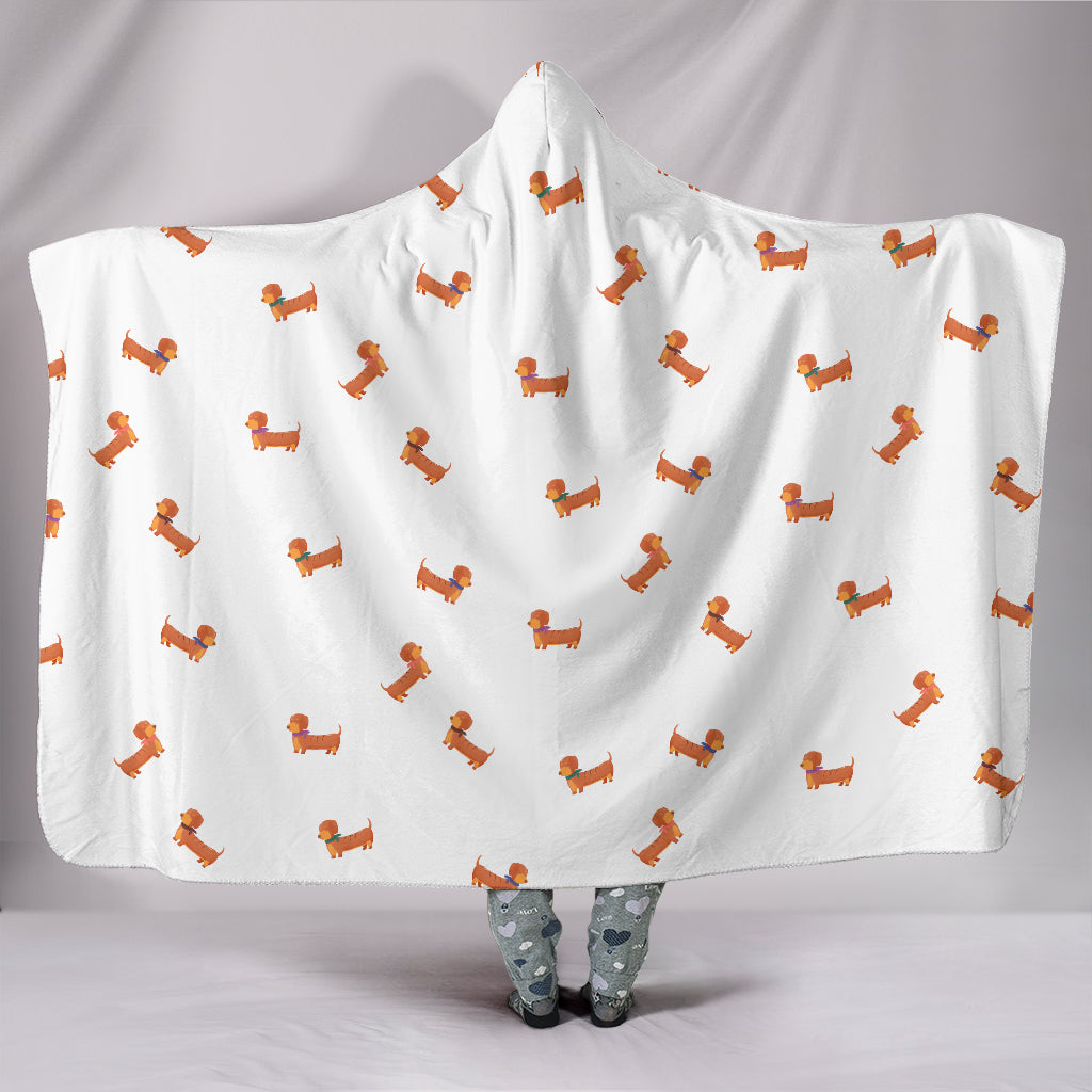 Sausage Dog Hooded Blanket_White - JaZazzy 