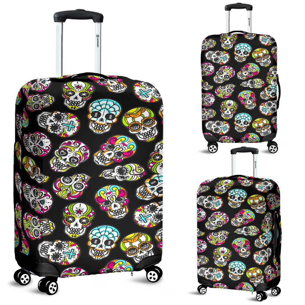 Sugar Skull  Luggage Cover_Black - JaZazzy 
