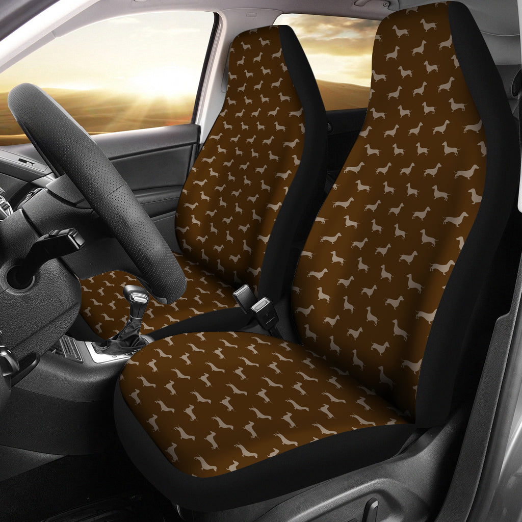 Dachshund Pattern Brown Car Seat Covers - JaZazzy 