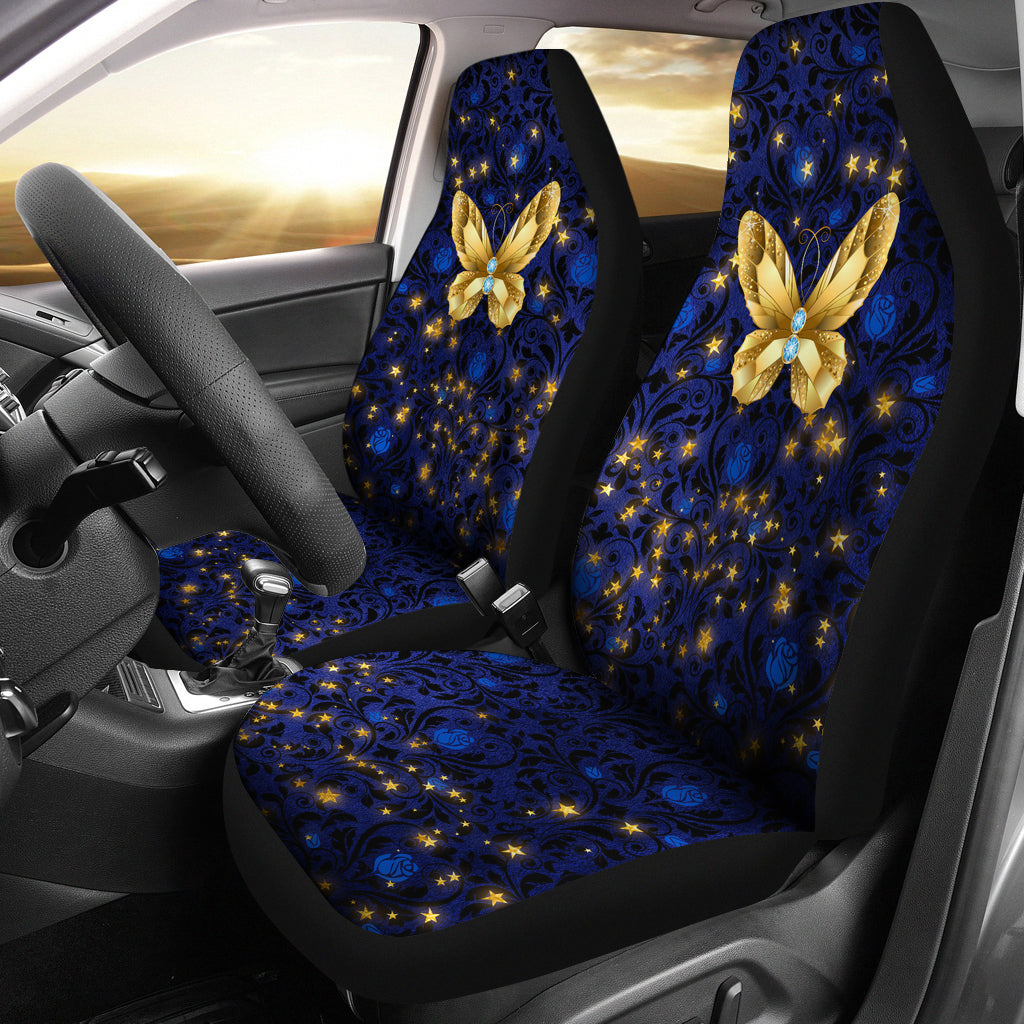 Butterfly Blue Floral Damask Car Seat Cover - JaZazzy 