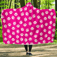 Thumbnail for Paw Print Pink Hooded Blanket
