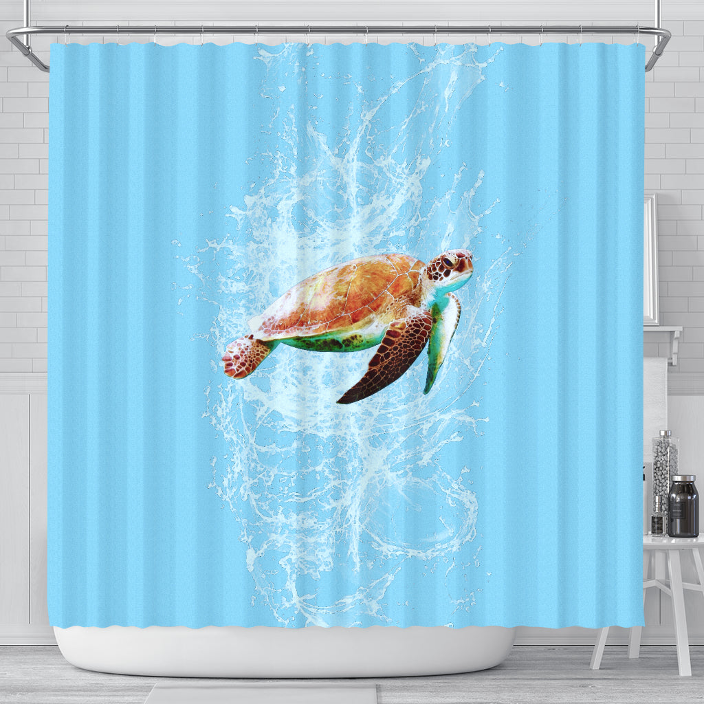 Shower Curtain Turtle Swimming - JaZazzy 
