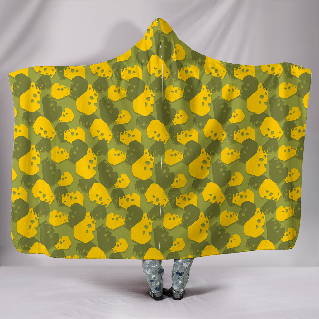 Cheese Head Camo Hooded Blanket_Green-Yellow - JaZazzy 