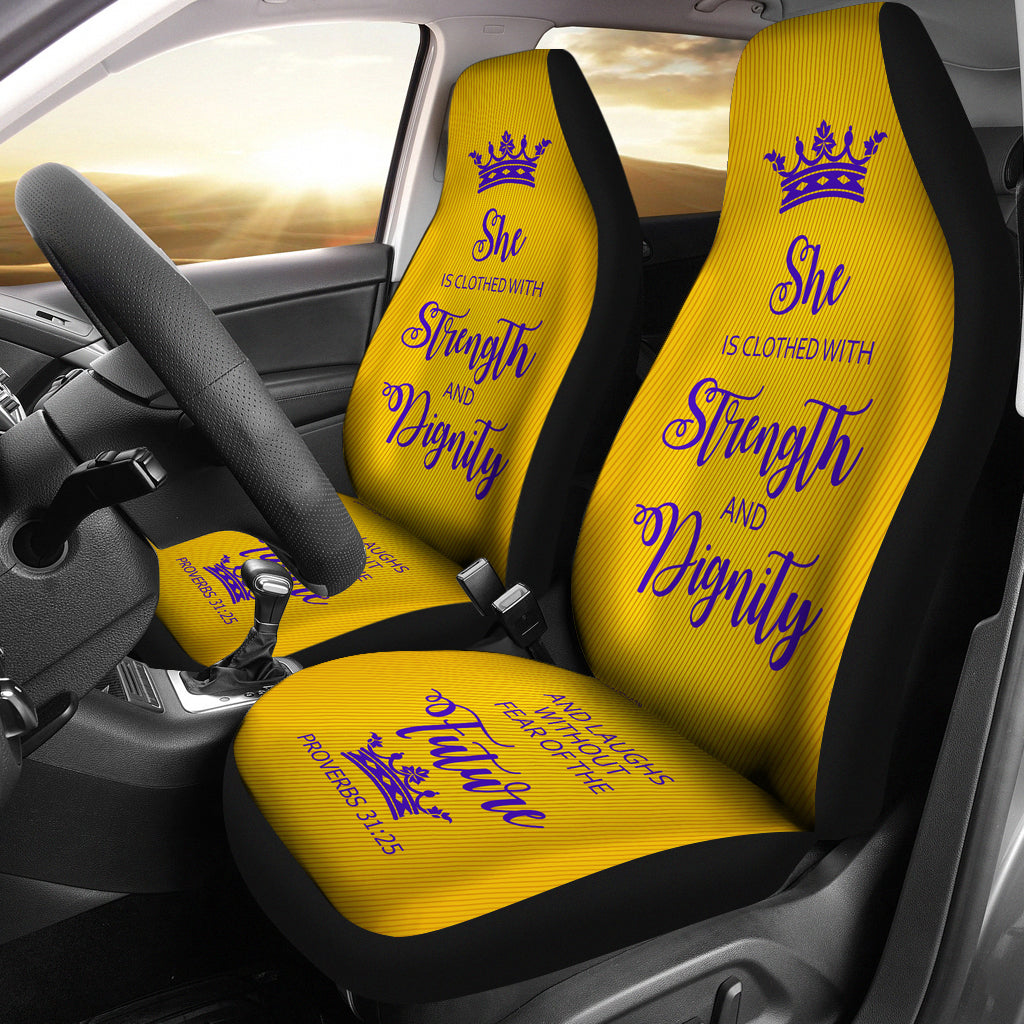 Proverbs 31 Woman Car-SUV Seat Cover Gold-Purple - JaZazzy 