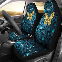 Thumbnail for Butterfly Teal Rose Damask Car Seat Covers - JaZazzy 