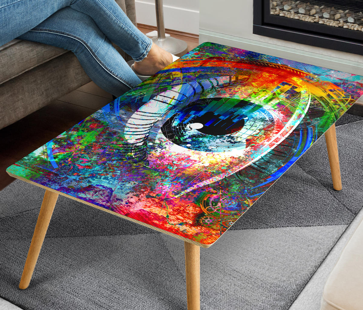 HandCrafted Abstract Digital eye Coffee Table - JaZazzy 