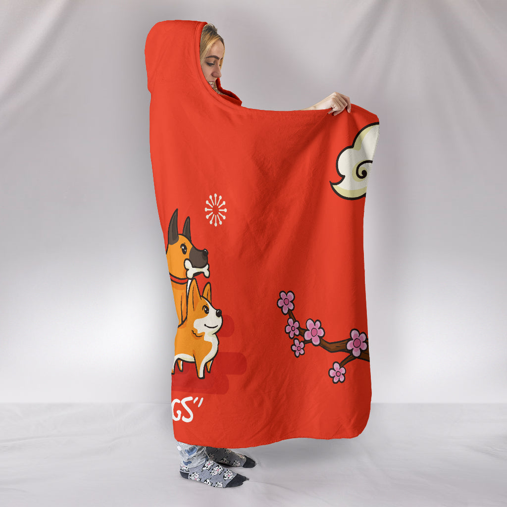 Hoodie Blanket - I Love Dogs_Red - JaZazzy 