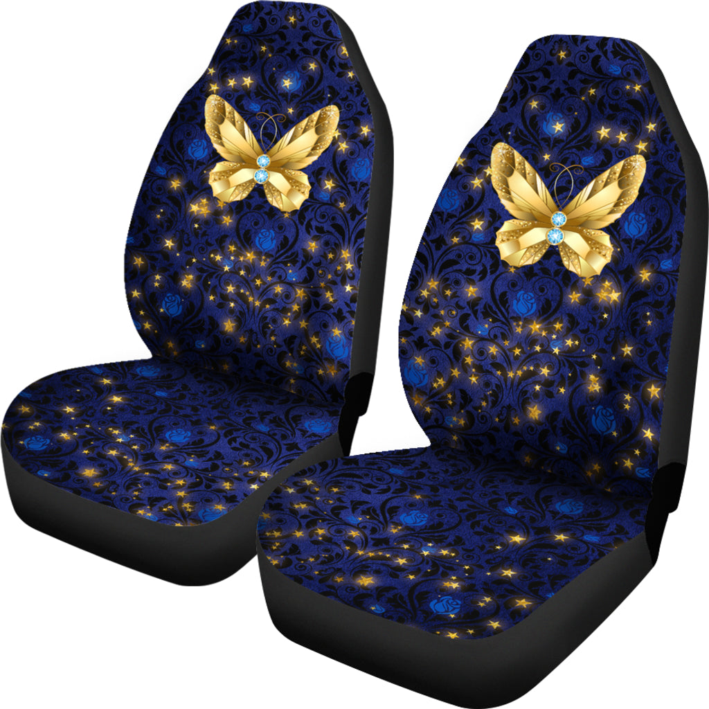 Butterfly Blue Floral Damask Car Seat Cover - JaZazzy 
