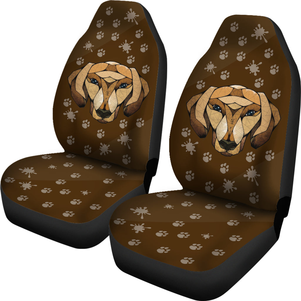Dachshund Face Brown Car Seat Covers - JaZazzy 