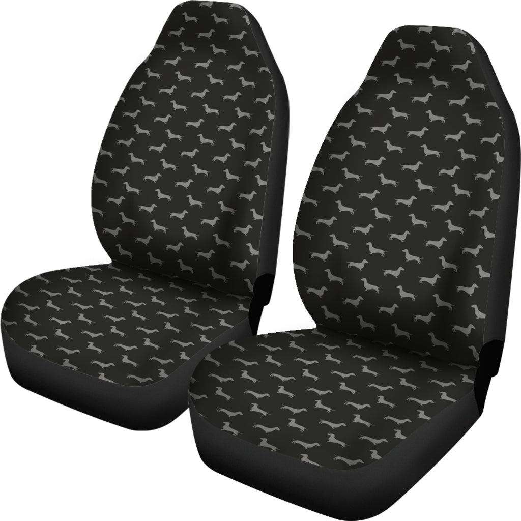 Dachshund Pattern Black Car Seat Covers - JaZazzy 