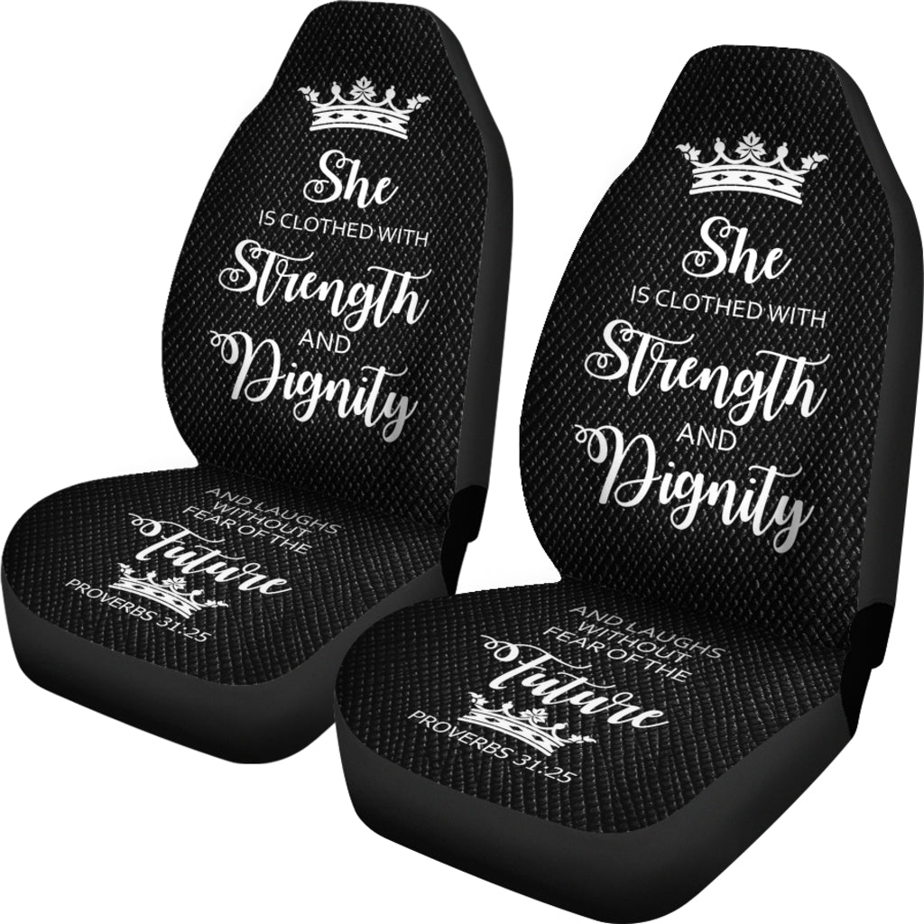 Proverbs 31 Woman Car-SUV Seat Cover-Black-White - JaZazzy 