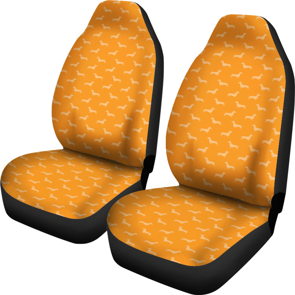 Dachshund Pattern Orange Car Seat Covers - JaZazzy 