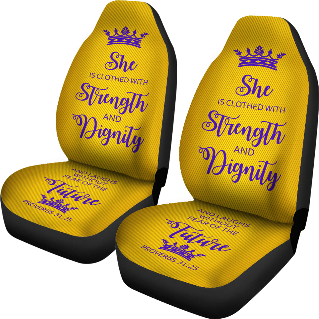 Proverbs 31 Woman Car-SUV Seat Cover Gold-Purple - JaZazzy 