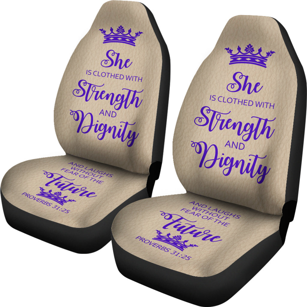 Proverbs 31 Woman  Car-SUV Seat Cover-Tan-Purple - JaZazzy 