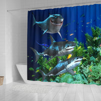 Thumbnail for Sharks Shower Curtain - JaZazzy 