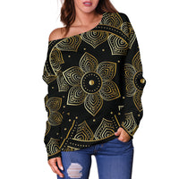 Thumbnail for Mandala Vibes Women's Off Shoulder Sweater - JaZazzy 
