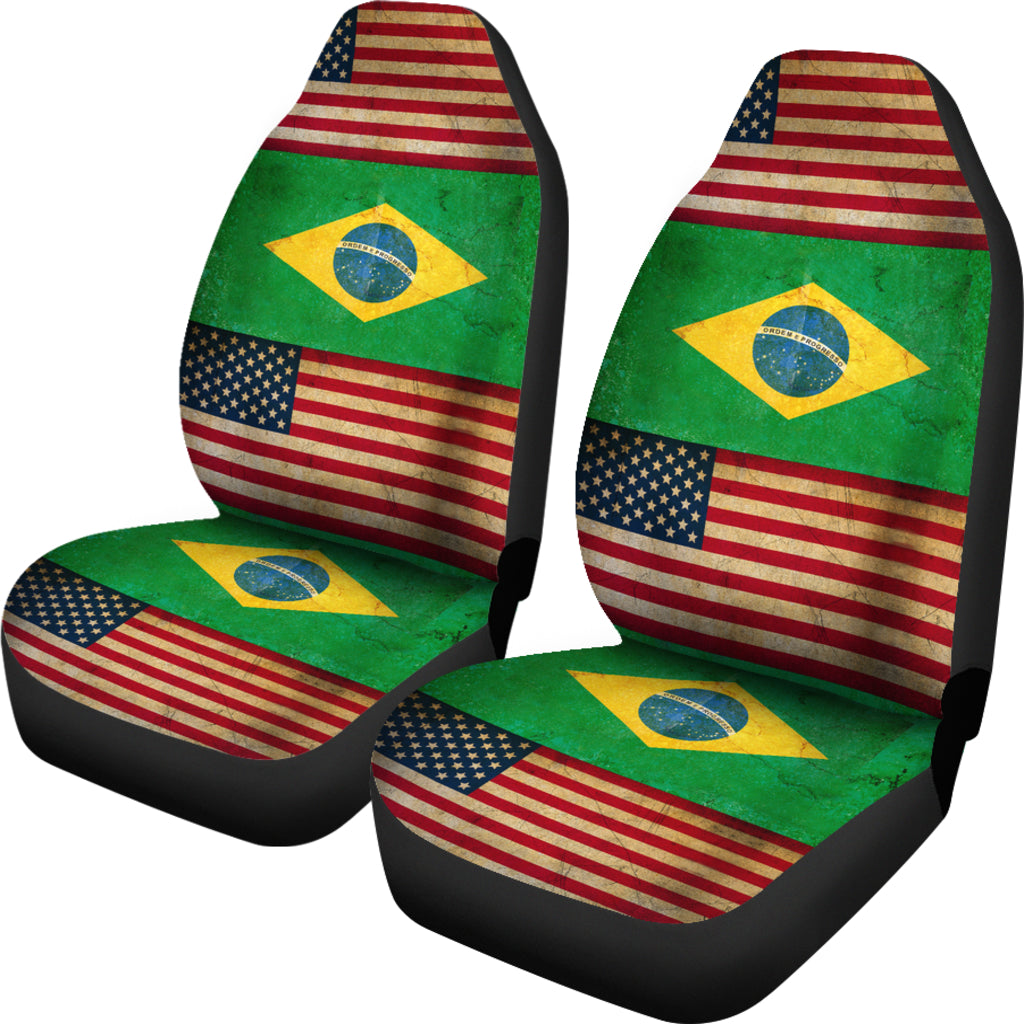 JZP - American Brazilian Flag Car Seat Cover  210A - JaZazzy 