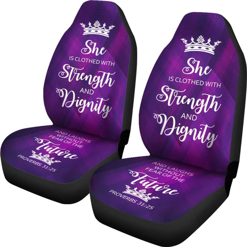 Proverbs 31 Woman Car-SUV Seat Cover-Purple-White - JaZazzy 