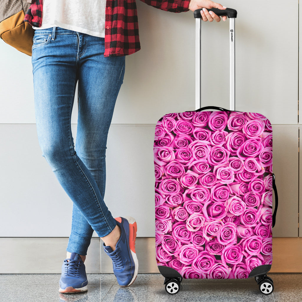 Pink Roses Luggage Cover - JaZazzy 